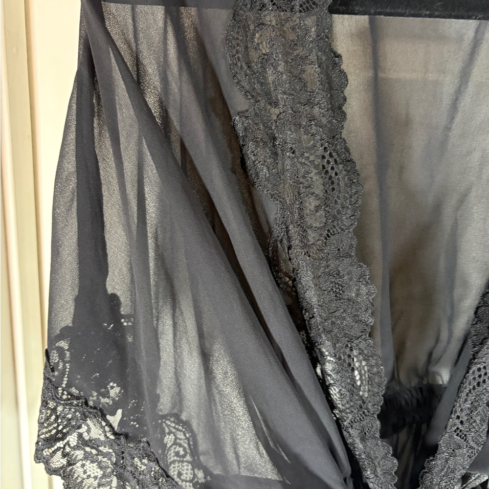 Black Lace Robe and Teddy Set - Picture 8 of 8